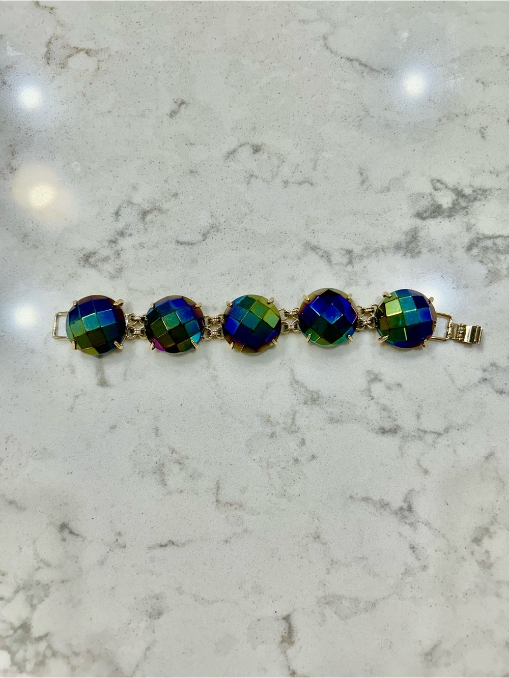 Kendra Scott Iridescent Multicolor Faceted Round Stone Bracelet